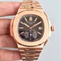 Replica Patek Philippe Nautilus Chronograph 5980R JF Rose Gold Black Dial Swiss CH28-520C