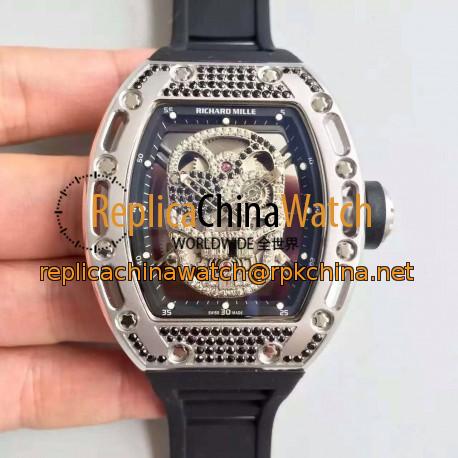 Replica Richard Mille RM052 SF Titanium & Black Diamond Diamond Skull Dial M6T51