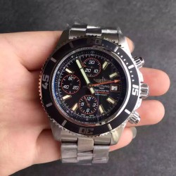 Replica Breitling Superocean Chronograph A1334102/BA85/134A N Stainless Steel Black & Orange Dial Swiss 7750