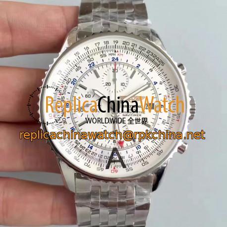 Replica Breitling Navitimer World A2432212/G571-443A JF Stainless Steel White Dial Swiss 7750