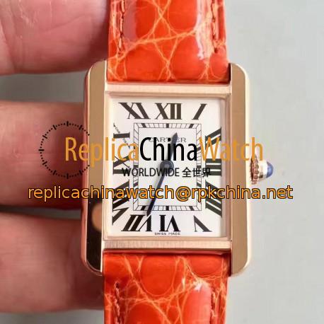 Replica Cartier Tank Solo Ladies W5200003 27MM x 34MM TW Rose Gold White Dial Swiss Quartz