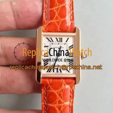 Replica Cartier Tank Solo Ladies W5200005 24MM x 31MM TW Rose Gold White Dial Swiss Quartz