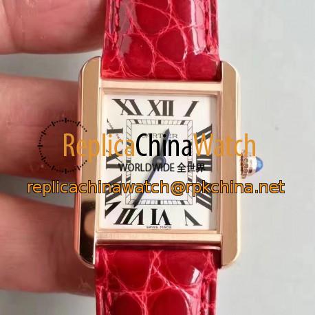 Replica Cartier Tank Solo Ladies W5200003 27MM x 34MM TW Rose Gold White Dial Swiss Quartz