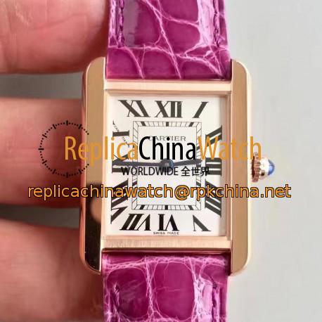 Replica Cartier Tank Solo Ladies W5200003 27MM x 34MM TW Rose Gold White Dial Swiss Quartz