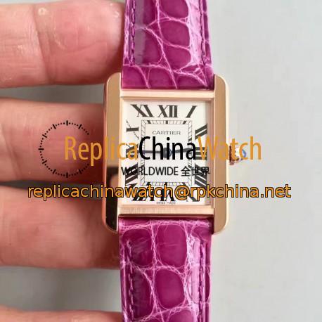 Replica Cartier Tank Solo Ladies W5200005 24MM x 31MM TW Rose Gold White Dial Swiss Quartz