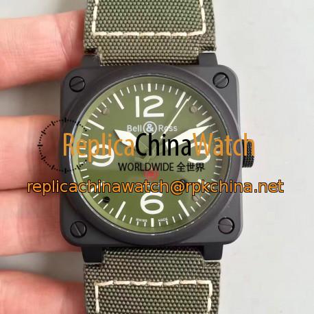 Replica Bell & Ross Aviation Military Type BR 03-92 ZF PVD Green Dial M9015