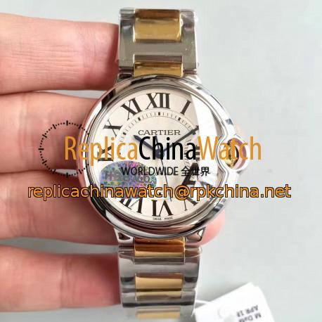 Replica Ballon Bleu De Cartier Ladies W6920047 36MM V6 Stainless Steel & Yellow Gold Silver Dial M9015