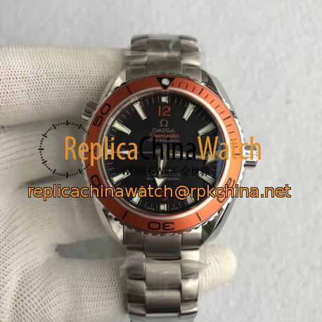 Replica Omega Seamaster Planet Ocean 45MM Stainless Steel Black Dial Swiss 8500