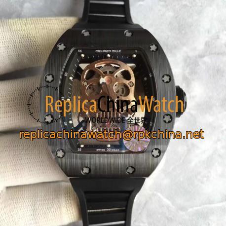 Replica Richard Mille RM052 KV Black Ceramic Gold Skull Dial M6T51