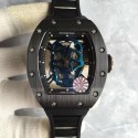 Replica Richard Mille RM052 KV Black Ceramic & Rose Gold Blue Skull Dial M6T51