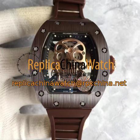 Replica Richard Mille RM052 KV Brown Ceramic & Rose Gold Gold Skull Dial M6T51