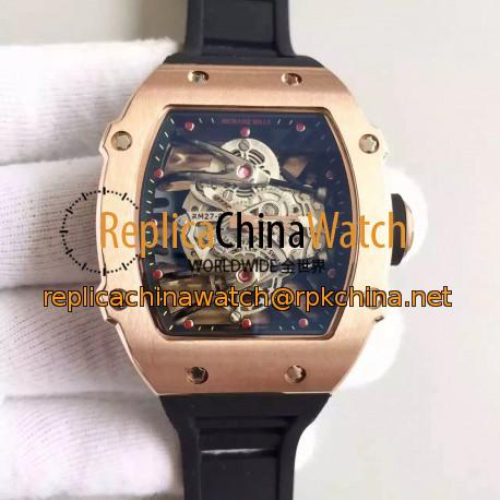 Replica Richard Mille RM27-02 Rose Gold Black & Skeleton Dial M9015