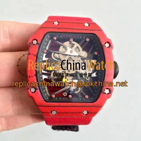 Replica Richard Mille RM27-02 KV Red Forged Carbon Black & Skeleton Dial M9015