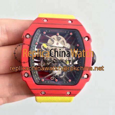 Replica Richard Mille RM27-02 KV Red Forged Carbon Black & Skeleton Dial M9015