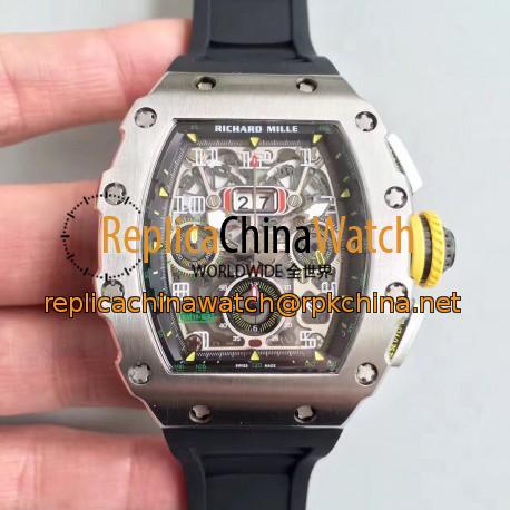 Replica Richard Mille RM011-03 KV V2 Stainless Steel Black Skeleton Dial Swiss 7750