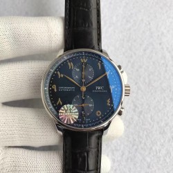 Replica IWC Portugieser Chronograph Dubai Edition IW371489 YL Stainless Steel Blue Arabic Dial Swiss 7750