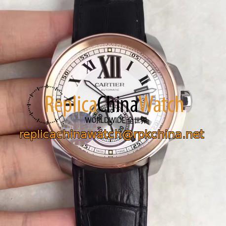 Replica Cartier Calibre de Cartier W7100039 42MM JF Stainless Steel & Rose Gold White Dial Swiss Calibre 1904-PS MC