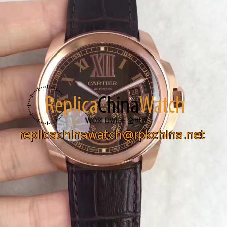 Replica Cartier Calibre de Cartier W7100039 42MM JF Rose Gold Brown Dial Swiss Calibre 1904-PS MC