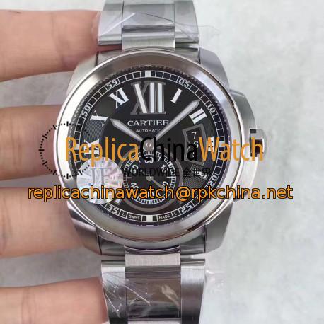 Replica Cartier Calibre de Cartier W7100016 42MM JF Stainless steel Black Dial Swiss Calibre 1904-PS MC