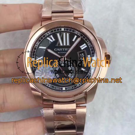 Replica Cartier Calibre de Cartier W7100040 42MM JF Stainless steel Black Dial Swiss Calibre 1904-PS MC