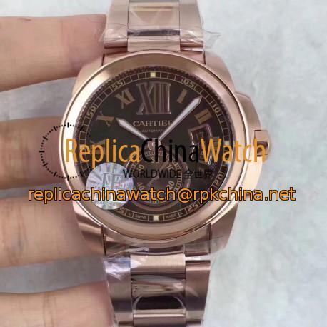 Replica Cartier Calibre de Cartier W7100018 42MM JF Rose Gold Brown Dial Swiss Calibre 1904-PS MC