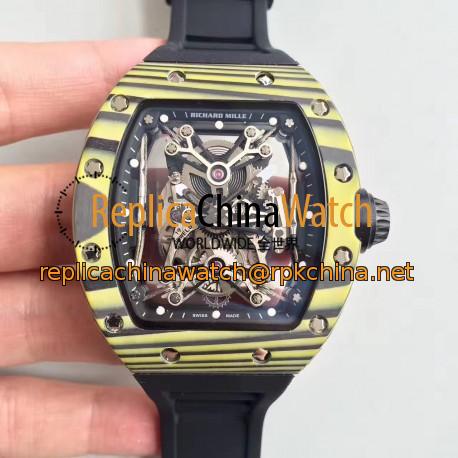 Replica Richard Mille RM50-27-01 NTPT KV Yellow Forged Carbon Black & Skeleton Dial M9015