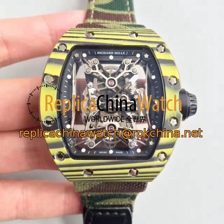 Replica Richard Mille RM50-27-01 NTPT KV Yellow Forged Carbon Black & Skeleton Dial M9015