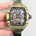 Replica Richard Mille RM50-27-01 NTPT KV Yellow Forged Carbon Black & Skeleton Dial M9015