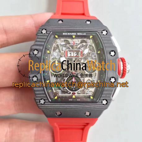 Replica Richard Mille RM011-03 Flyback Chronograph KV Forged Carbon Black Skeleton Dial Swiss 7750