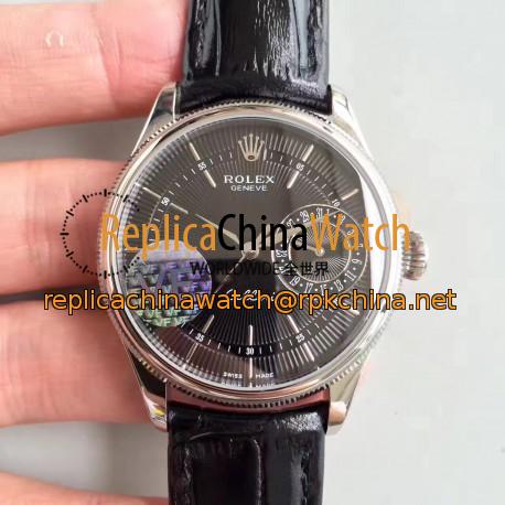 Replica Rolex Cellini Date 50519 VF Stainless Steel Black Dial Swiss 3165