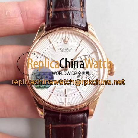 Replica Rolex Cellini Date 50515 VF Rose Gold White Dial Dial Swiss 3165