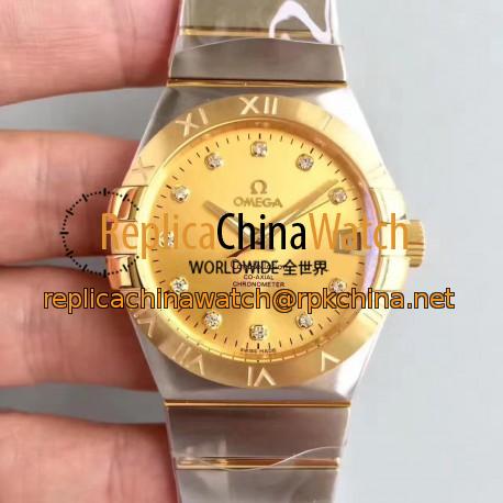 Replica Omega Constellation 123.20.38.21.58.001 38MM SSS Stainless Steel & Yellow Gold Champagne Dial Swiss 8500