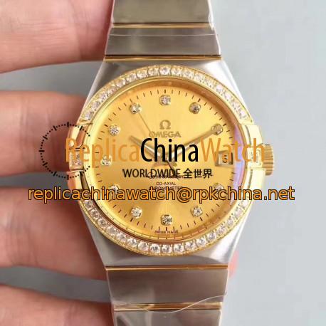 Replica Omega Constellation 123.25.38.21.58.001 38MM SSS Stainless Steel & Yellow Gold Champagne Dial Swiss 8500