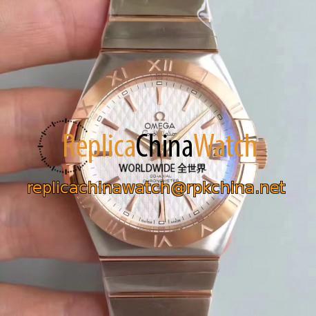 Replica Omega Constellation 123.20.38.21.02.008 38MM SSS Stainless Steel & Rose Gold White Dial Swiss 8500