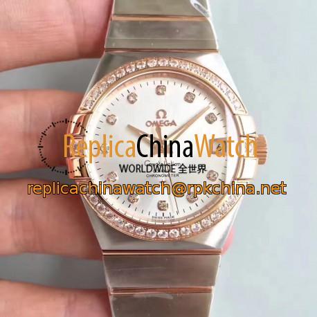 Replica Omega Constellation 123.25.38.21.52.001 38MM SSS Stainless Steel & Rose Gold Rhodium Dial Swiss 8500