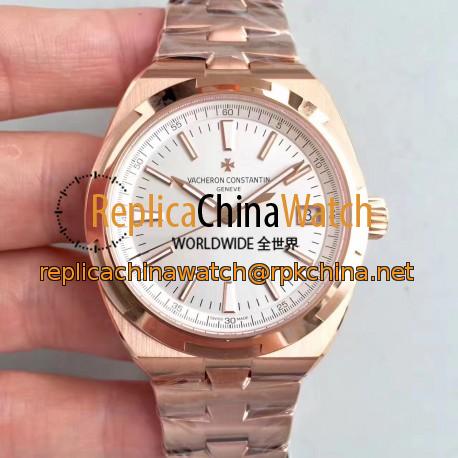 Replica Vacheron Constantin Overseas 47040 8F Rose Gold White Dial Swiss 5100