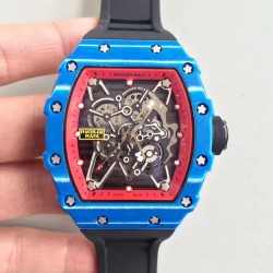 Replica Richard Mille RM35-01 Rafael Nadal KV Blue Forged Carbon Red & Skeleton Dial M6T51