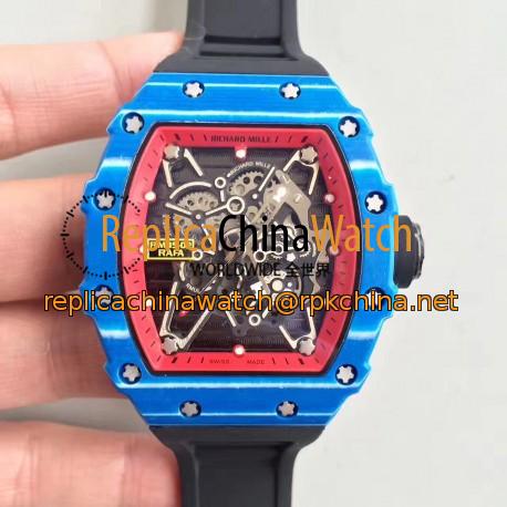 Replica Richard Mille RM35-01 Rafael Nadal KV Blue Forged Carbon Red & Skeleton Dial M6T51