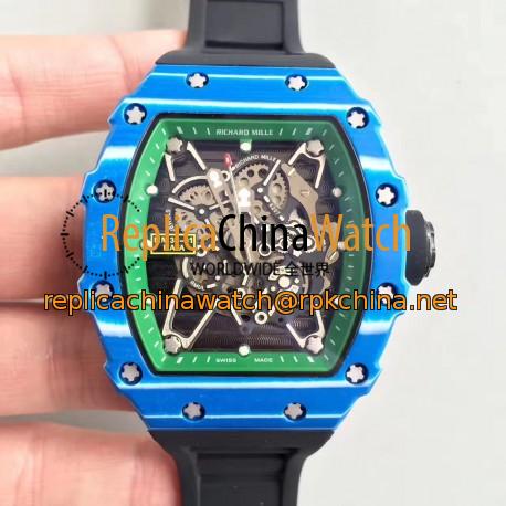 Replica Richard Mille RM35-01 Rafael Nadal KV Blue Forged Carbon Green & Skeleton Dial M6T51