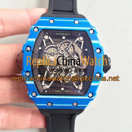 Replica Richard Mille RM35-01 Rafael Nadal KV Blue Forged Carbon Black & Skeleton Dial M6T51