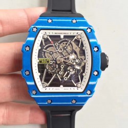 Replica Richard Mille RM35-01 Rafael Nadal KV Blue Forged Carbon White & Skeleton Dial M6T51