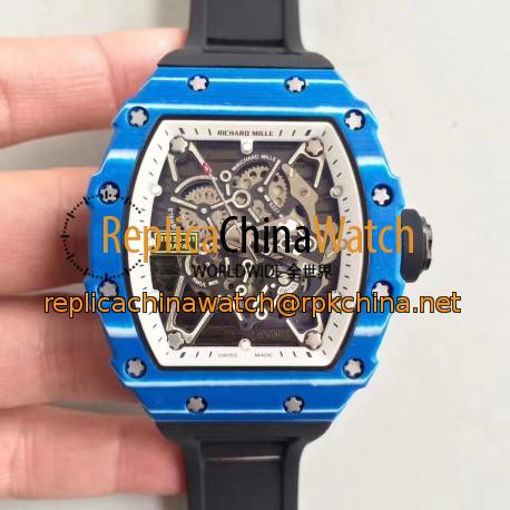 Replica Richard Mille RM35-01 Rafael Nadal KV Blue Forged Carbon White & Skeleton Dial M6T51