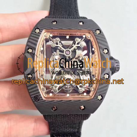 Replica Richard Mille RM50-27-01 NTPT KV Black Forged Carbon Gold & Skeleton Dial M9015