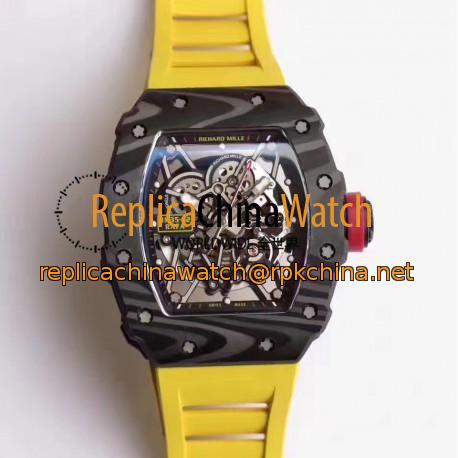 Replica Richard Mille RM35-02 Rafael Nadal KV Forged Carbon Black & Skeleton Dial M6T51