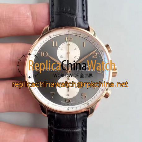 Replica IWC Portugieser Chronograph Jackie Chan IW371433 ZF Rose Gold Anthracite & White Dial Swiss 7750