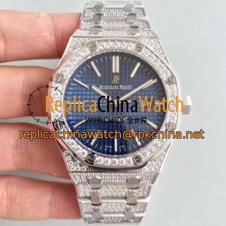 Replica Audemars Piguet Royal Oak 15400 N Stainless Steel & Diamond Blue Dial Swiss 3120