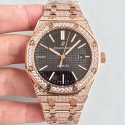 Replica Audemars Piguet Royal Oak 15400 N Rose Gold & Diamond Back Dial Swiss 3120