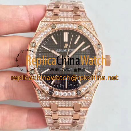 Replica Audemars Piguet Royal Oak 15400 N Rose Gold & Diamond Back Dial Swiss 3120