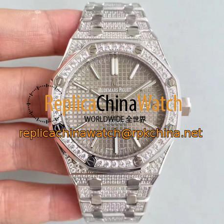 Replica Audemars Piguet Royal Oak 15400 N Stainless Steel & Diamond Grey Dial Swiss 3120