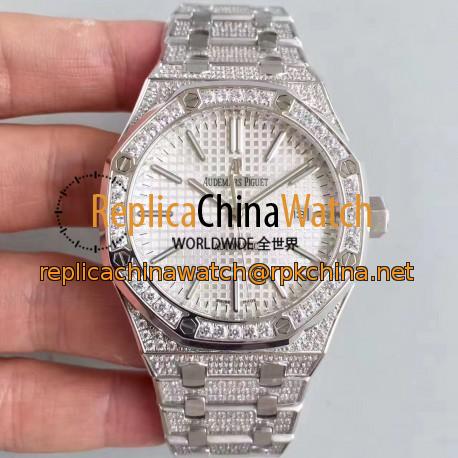 Replica Audemars Piguet Royal Oak 15400 N Stainless Steel & Diamond Silver Dial Swiss 3120